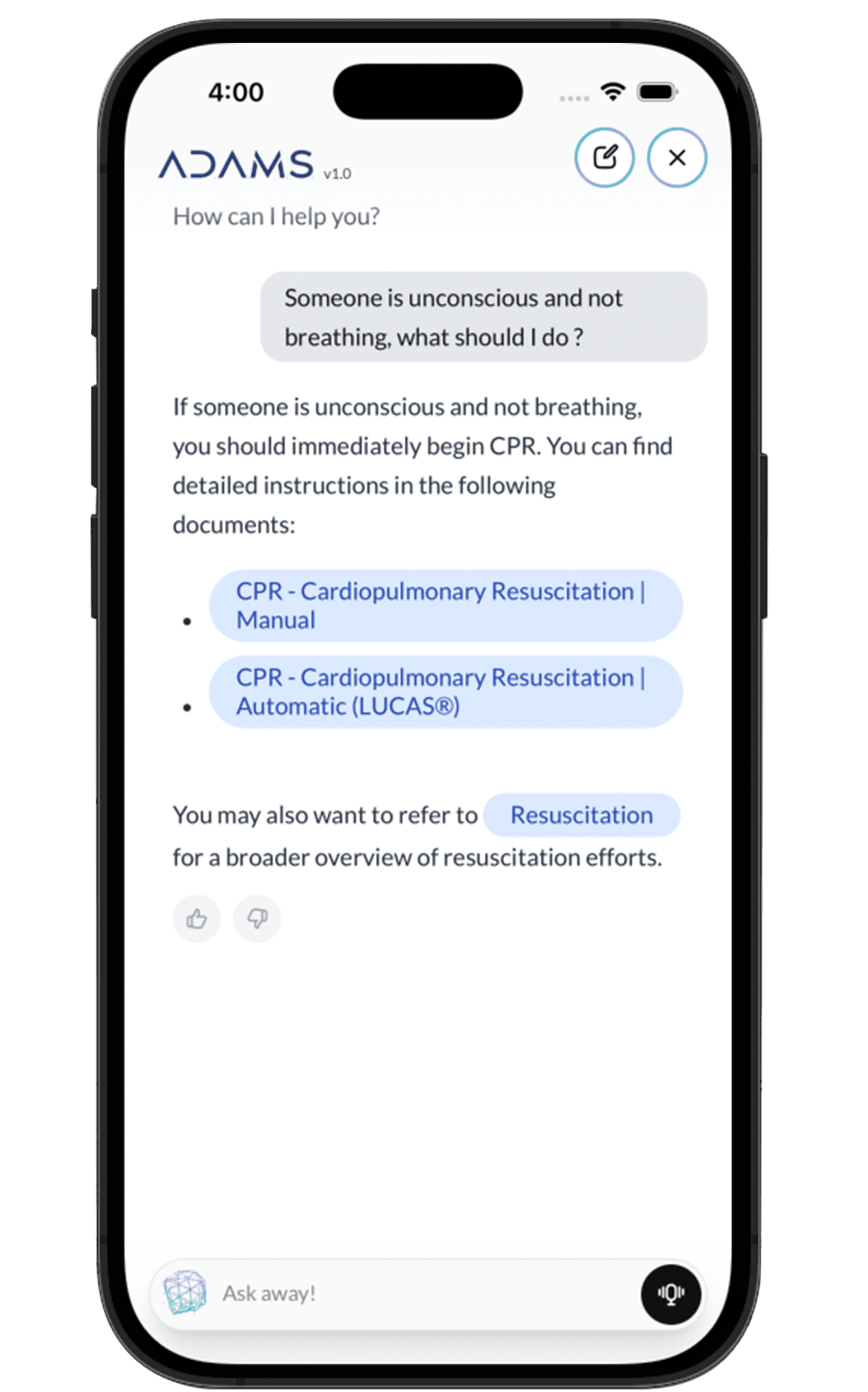 ADAMS AI assistant